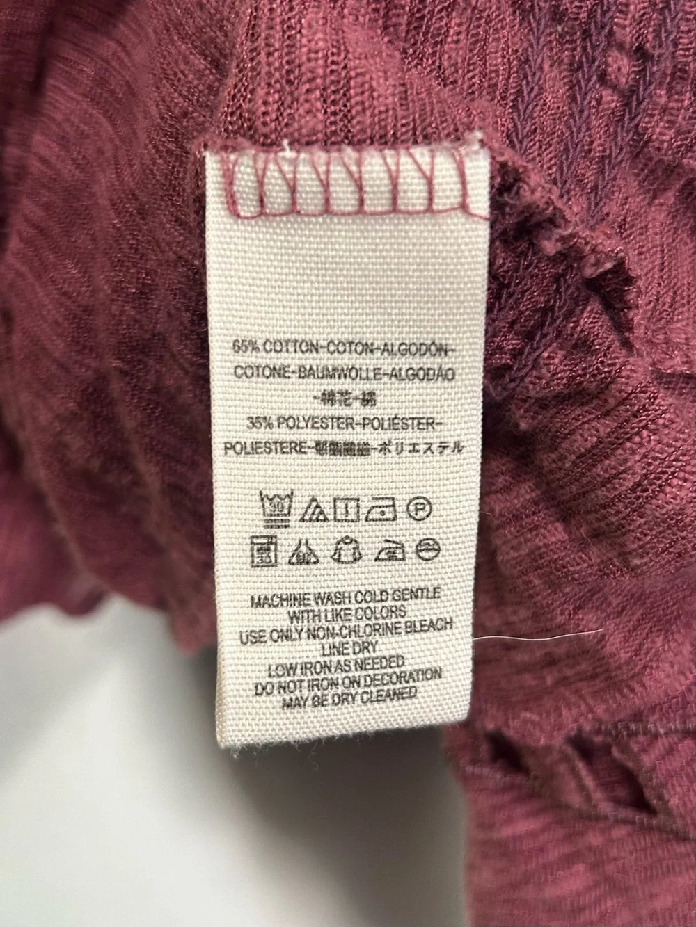 Free People Jewel Blouse Burgundy Boho Cutout Top
